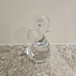 Vintage FM Konstglas Ronneby Sweden Crystal Clear Glass Duck Paperweight Decor